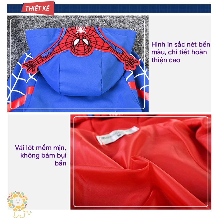 Áo khoác gió trẻ em 2 lớp áo khoác người nhện cho bé trai chất Polyester mẫu mới 2021