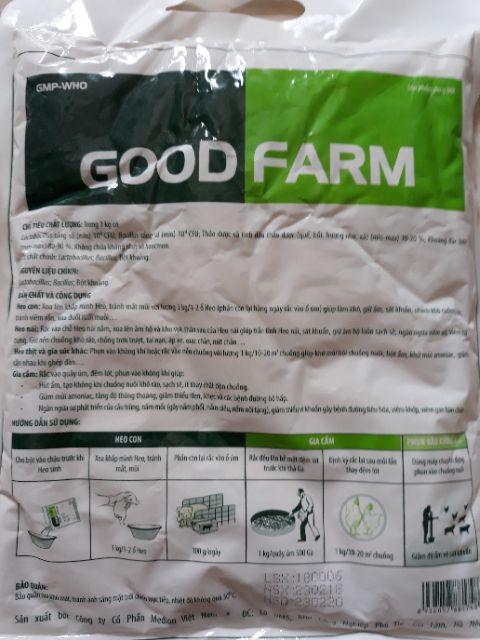 Good Farm - Men Vi sinh giữ ấm cơ thể, rắc chuồng 1kg - dùng cho  gà, mèo, heo