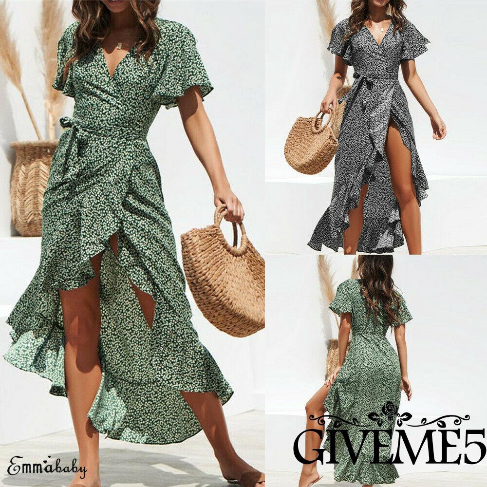 Đầm xòe tay phồng xẻ tà dún bèo phong cách trẻ trung thanh lịch dành cho nữ