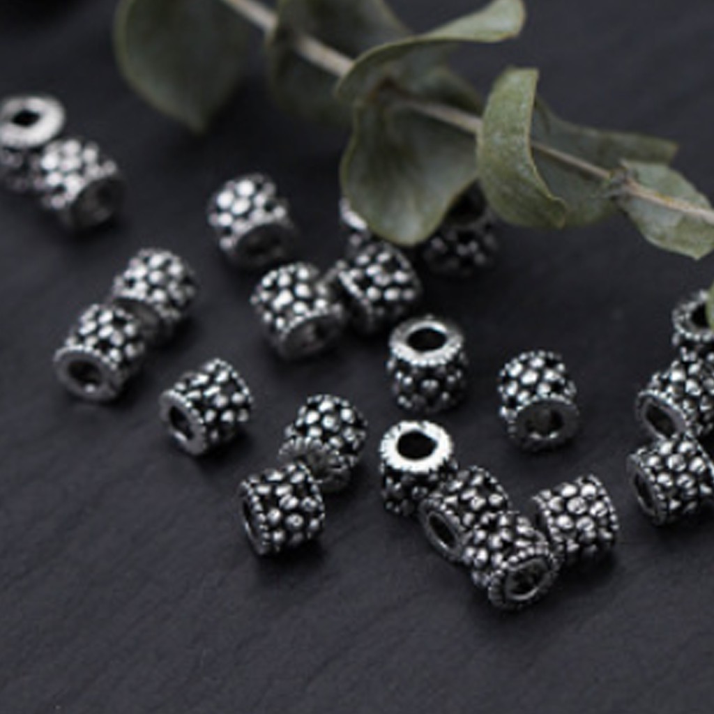 Charm bạc hình trụ hạt 2
