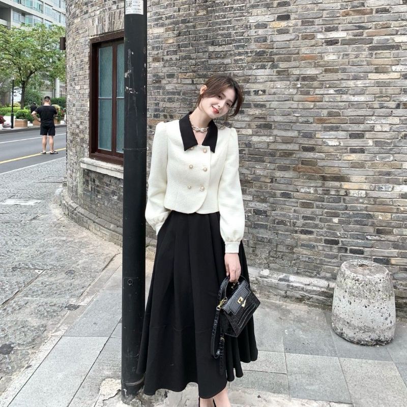 (order) set áo váy dáng dài cho mùa thu đông siêu sang chảnh 2021