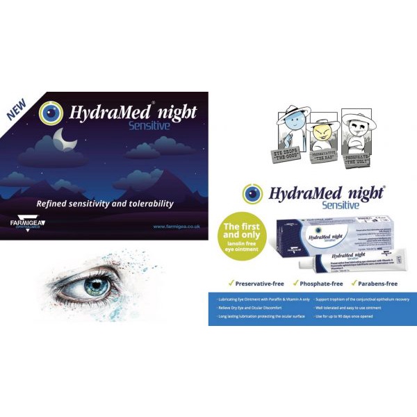 Mỡ bôi trơn mắt- Hydramed Night Sensitive - Làm dịu khô và bảo vệ mắt kéo dài