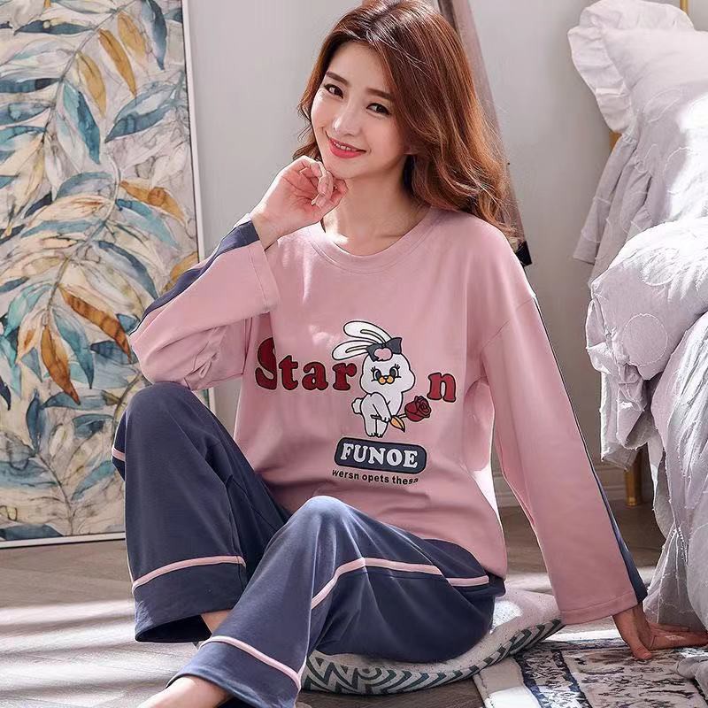 Bộ đồ nhủ cotton dài tay thời trang thu đông hàn quốc dành cho nữ