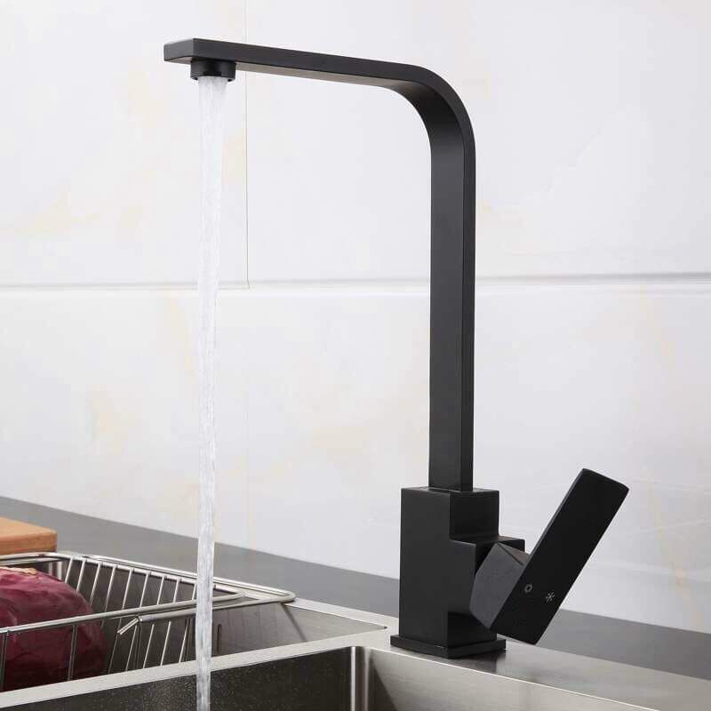 Vòi rửa chén nóng lạnh màu đen. vòi vuông, vòi dây rút Inox SUS 304 giá rẻ tại Tphcm, Hà Nội
