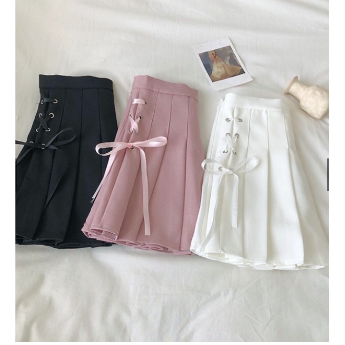 💢 Free Ship💢 Chân Váy Xếp Li Tennis Xỏ Dây 1 Bên Hông Trẻ Trung Chất Kaki Dày Dặn Tôn Dáng -C30