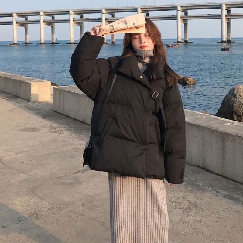 Áo phao béo cổ bẻ phong cách hàn quốc hàng quảng châu loại 1