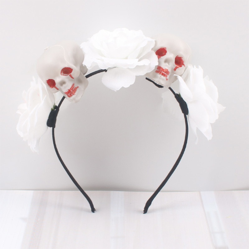 Flgo Băng Đô Đầu Lâu Hoa Hồng Phong Cách Gothic Làm Đạo Cụ Chụp Ảnh Halloween