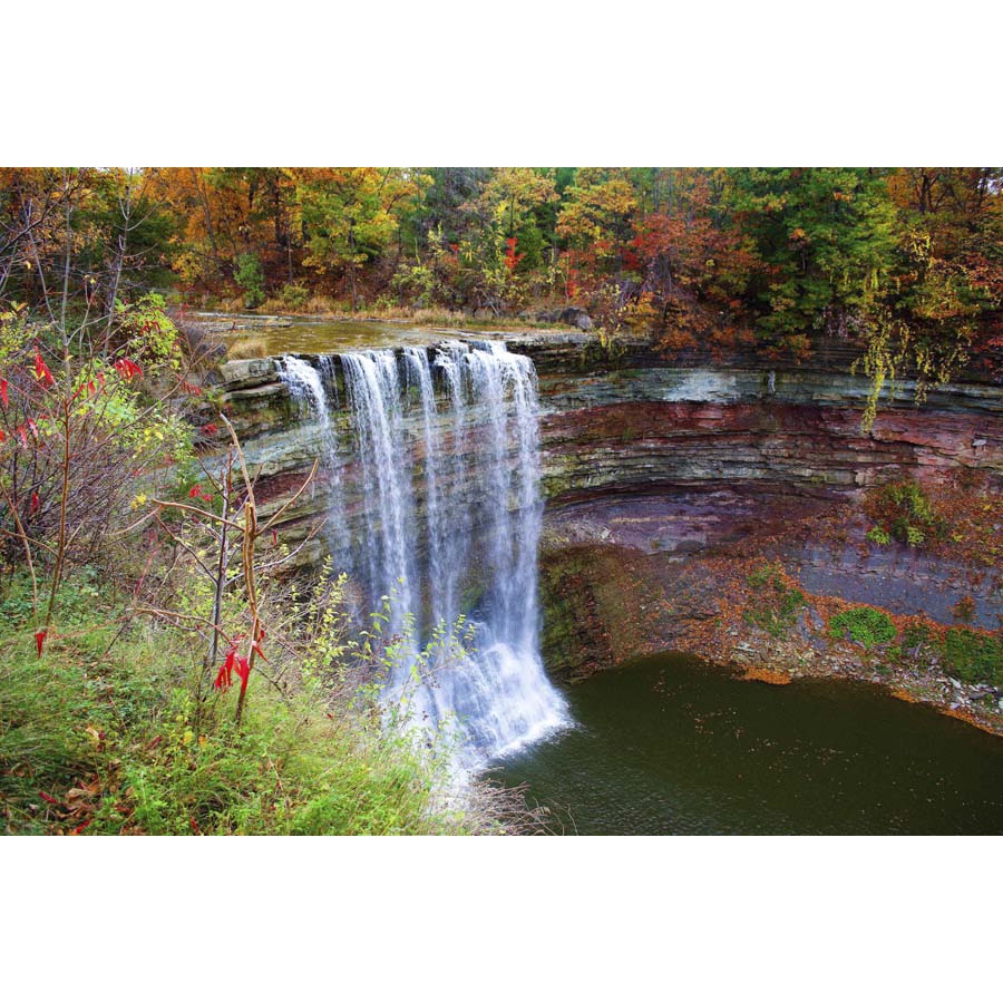 Tranh 3D phong cảnh thác nước chảy, sông suối nên thơ