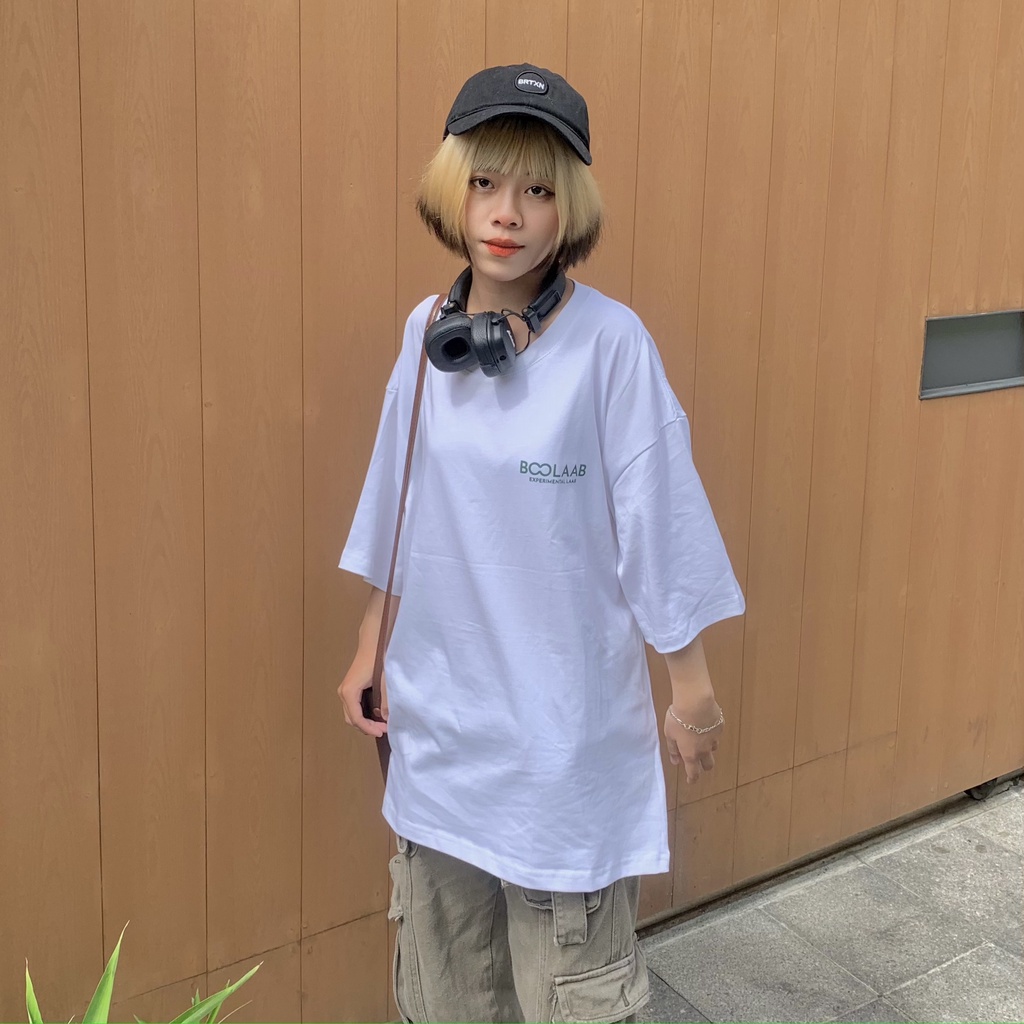 Áo Thun BOO Unisex Dáng Oversize Vải Cotton Cao Cấp In Logo BOOLAAB