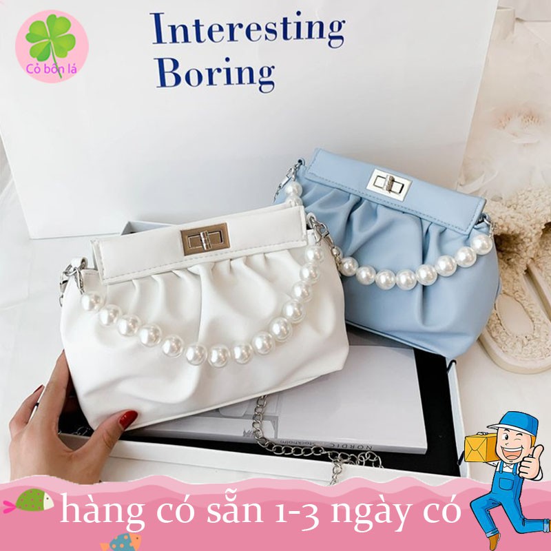 Túi Xách Mini Siêu Xinh Tông Pastel Hot Trend Ngọt Ngào, Phối Dây Trân Châu Cực Sang Trọng