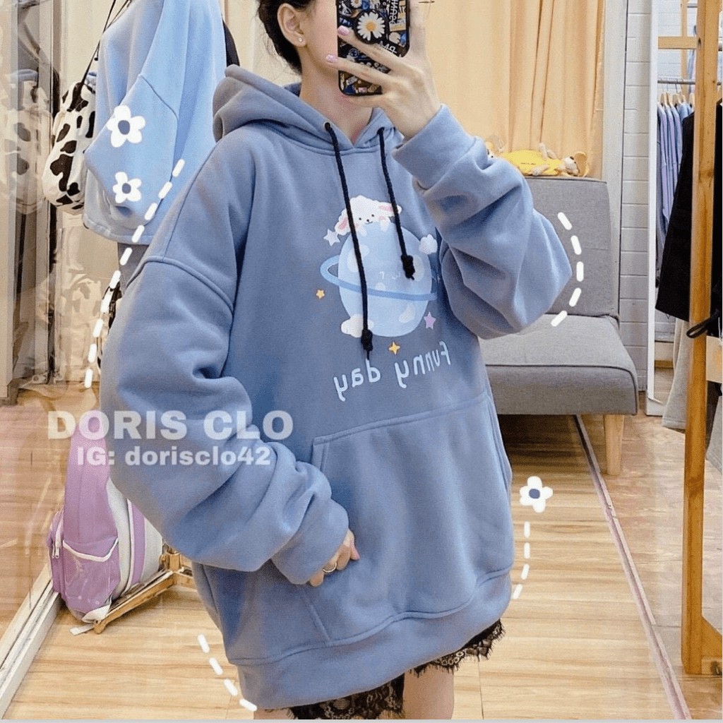 ÁO KHOÁC NỈ HODDIES FORM RỘNG CỰC THỜI TRANG HÀN QUỐC HOTTREND