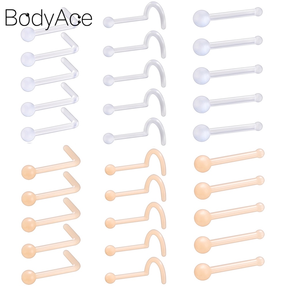 Set 10 khuyên mũi 2mm bằng acrylic trong suốt nhiều màu sắc cá tính thời trang