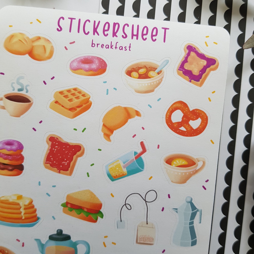 Sticker Sheet - Breakfast - Chuyên dán sổ | Bullet Journal Stickers, Food Stickers, Breakfast Stickers, Lunch Stickers