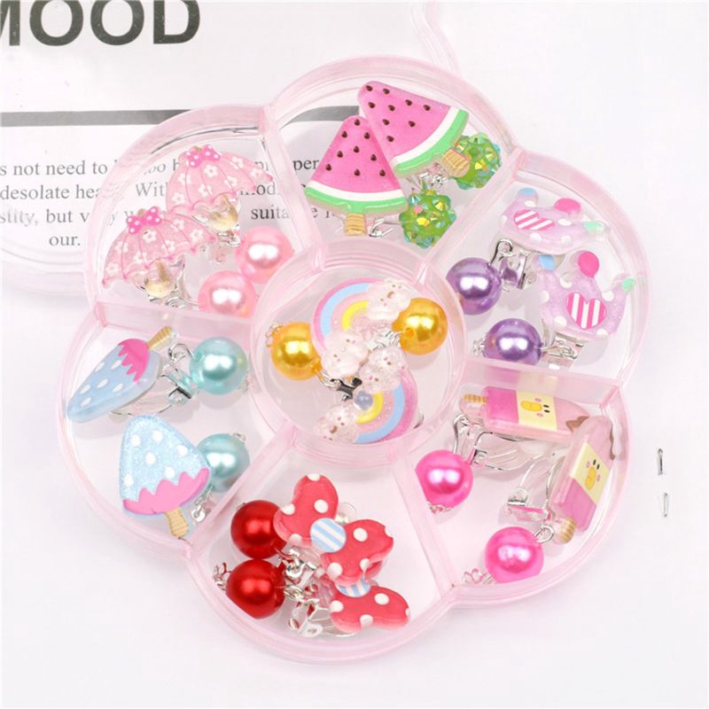 Set 7 Đôi Khuyên Tai Không Gây Dị Ứng Cho Bé Gái