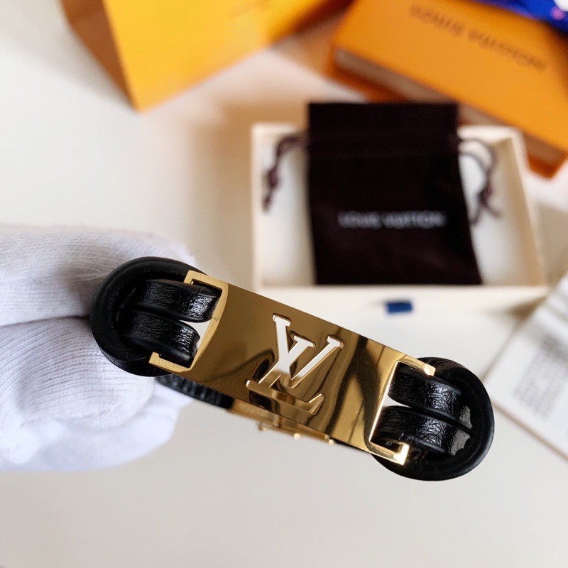 Vòng tay Unisex Louis Vuitton LV chất liệu da thật phối kim loại cao cấp hàng vip 1-1