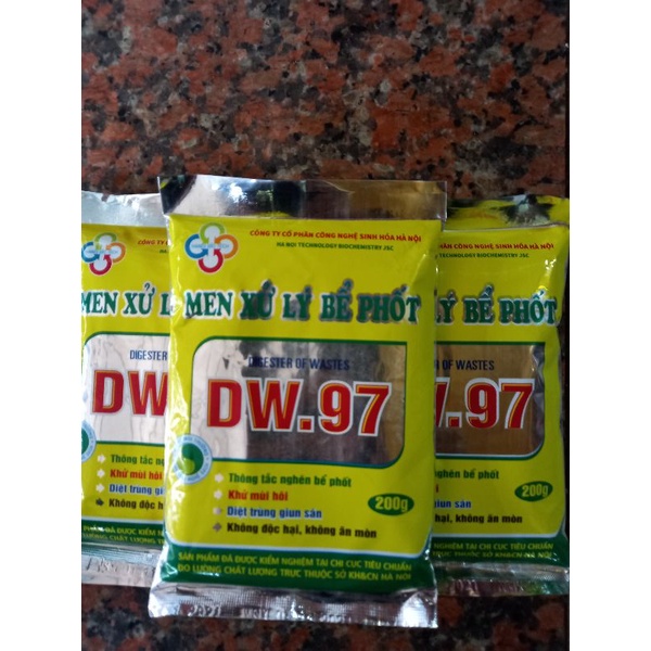 Men sử lý bể phốt DW 97. phân hủy cực mạnh ,chống tắc nghẽn hầm cầu, hố ga, tiết kiệm , tránh hút hầm cầu