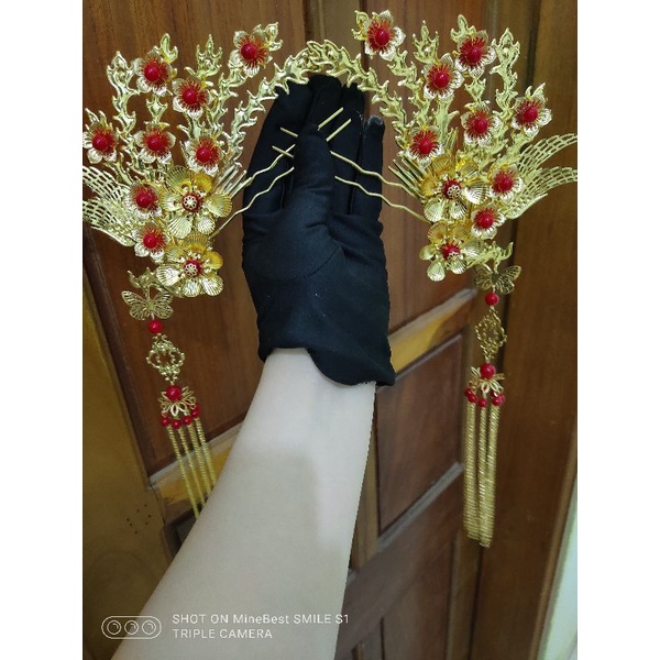 [ẢNH THẬT] Độc quyền- Đôi trâm phượng hoàng cổ trang lớn cài mấn hầu đồng hoàng hậu