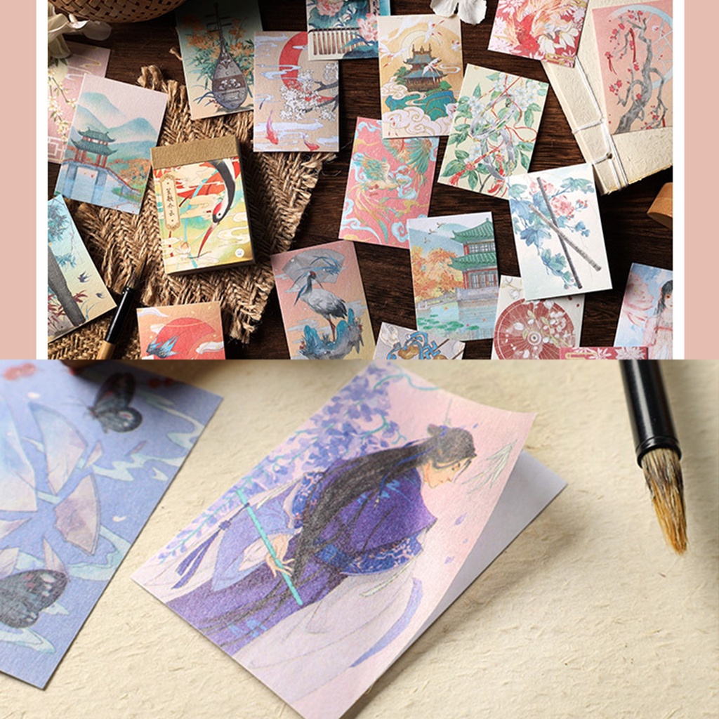 Cuốn 50 miếng sticker phong cách cổ trang