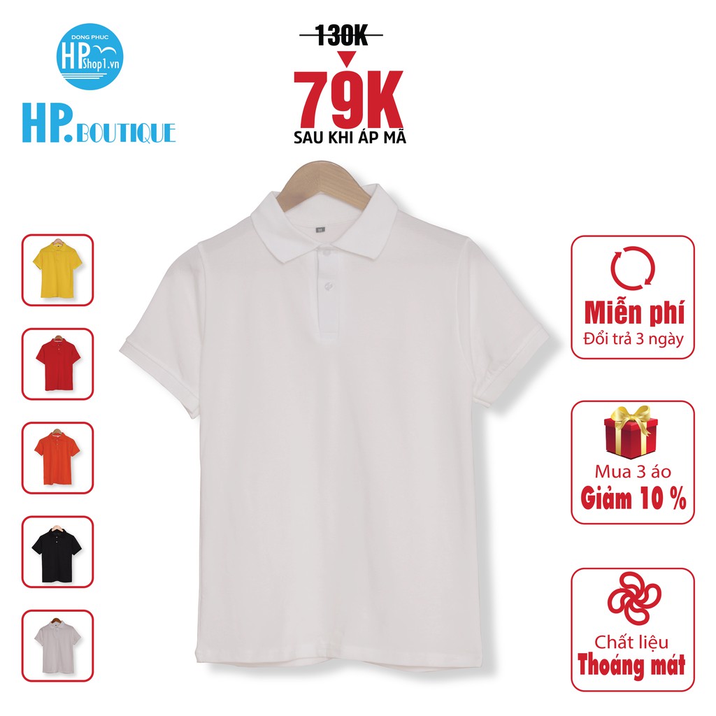 Áo thun nam có cổ HP Boutique chất vải cá sâu, co giãn 4 chiều, Áo Polo trơn nhiều màu chuẩn form, lịch sự