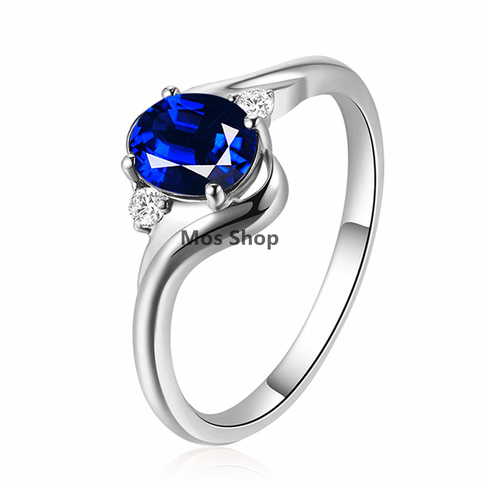 Nhẫn Đính Hôn Đính Đá Sapphire Hình Ngôi Sao Phong Cách Retro Anh Quốc