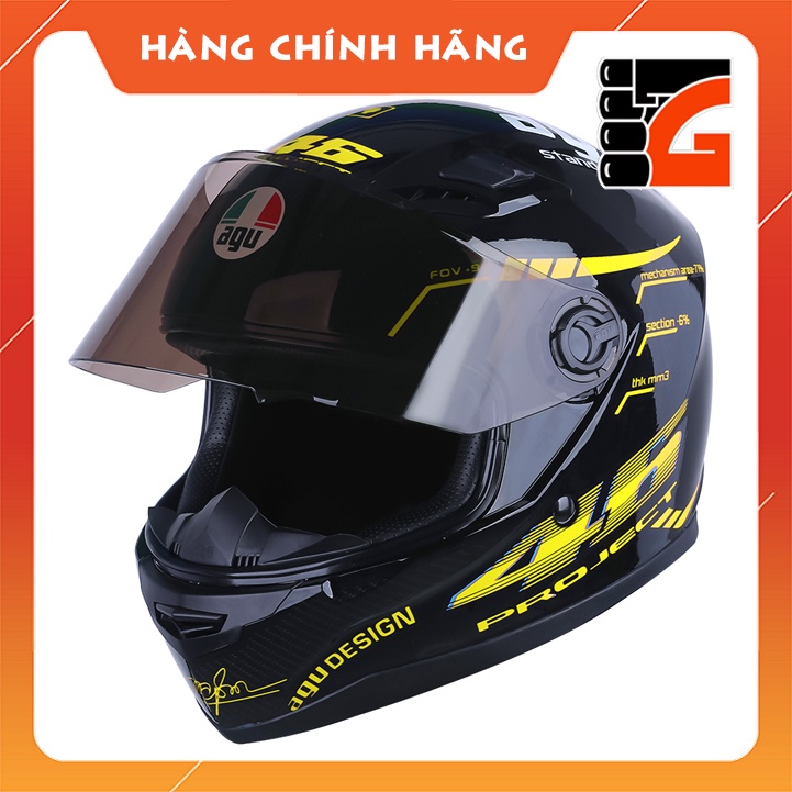 Mũ Bảo Hiểm Fullface AGU Đen vân Carbon