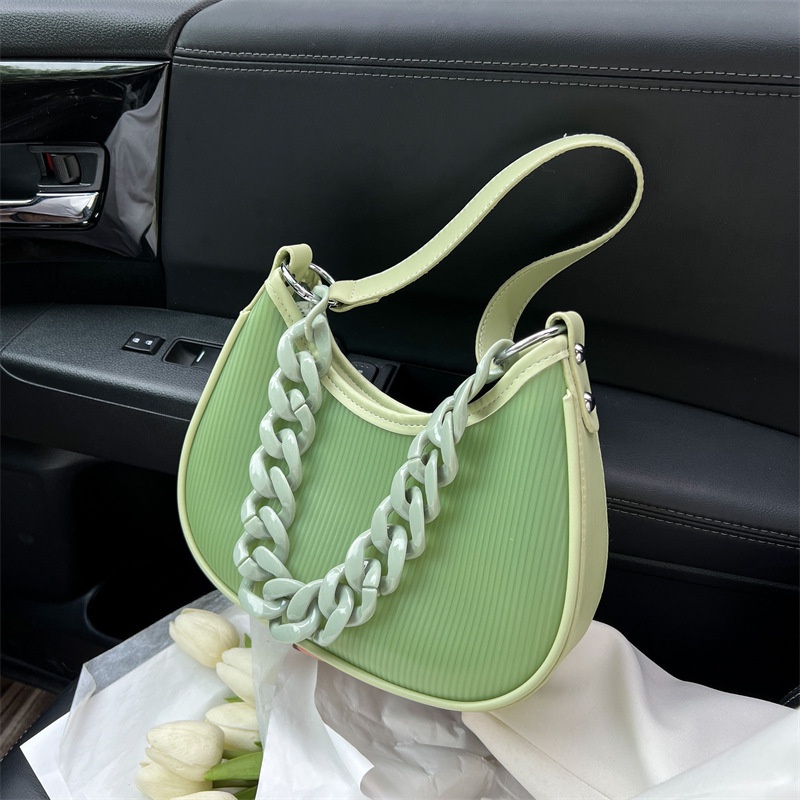 Túi Xách Đeo Vai Trong Suốt Phối Dây Xích Thời Trang Mùa Hè Hàn Quốc 2022 Cho Nữ