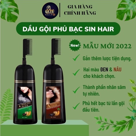 Dầu gội phủ bạc SIN HAIR Nhật Bản màu nâu, thành phần nhân sâm tự nhiên giúp đen tóc, nâu tóc từ lần gội đầu tiên.