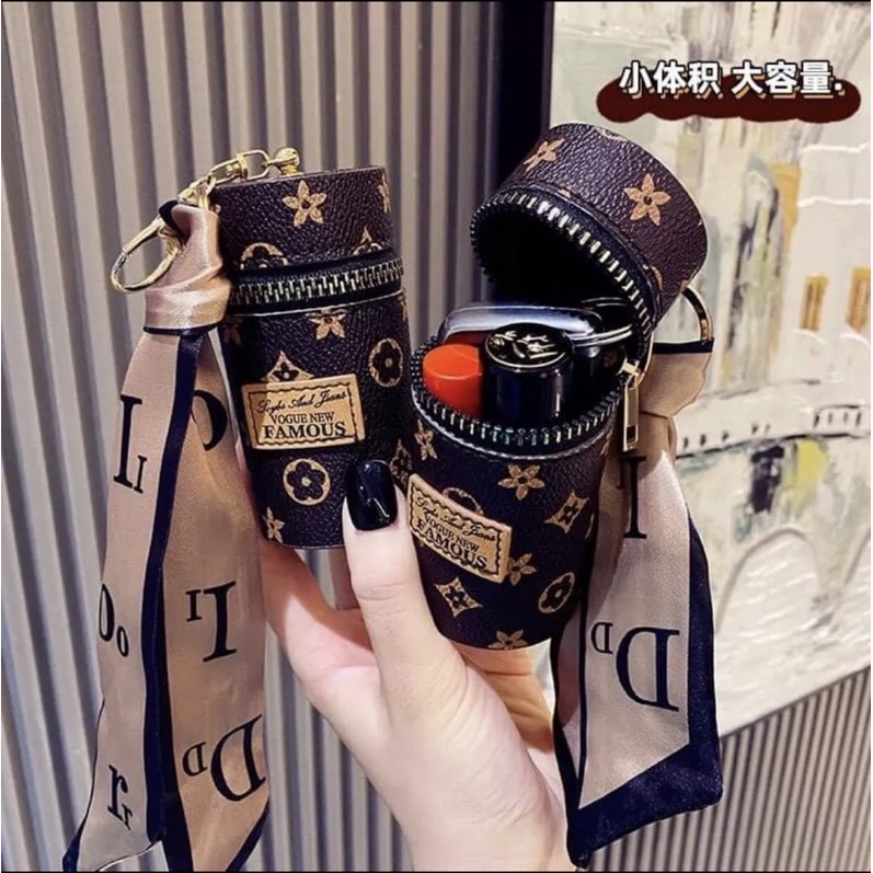 Túi móc treo chìa khoá lv kèm khăn lụa