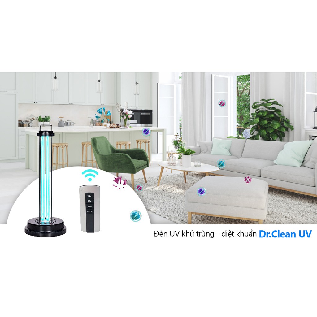 [ Black Friday 999K ] Đèn UV khử trùng phòng khách Dr.Air UV40W khử mùi - diệt khuẩn - nấm mốc