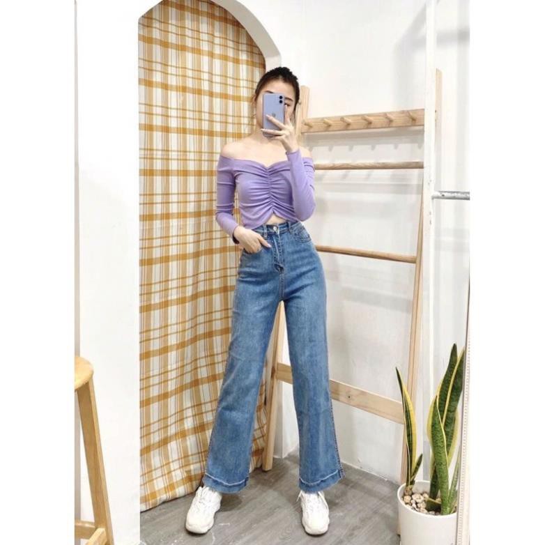 HOT Quần jeans cạp cao ống đứng chất jeans giãn- shop tự chụp