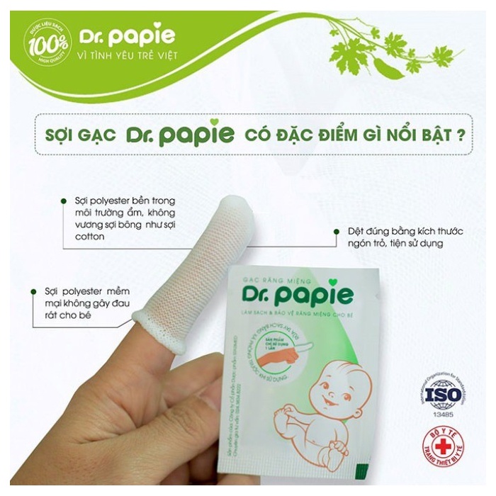 Rơ lưỡi dr papie cho bé Gạc vệ sinh răng miệng trẻ em sơ sinh hộp 30 gói - 2X MART