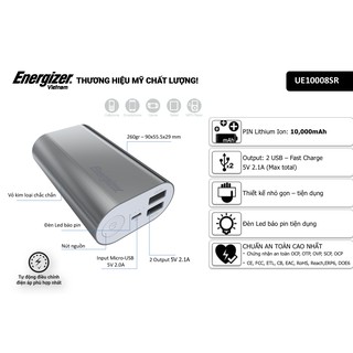 Sạc dự phòng Energizer UE10008 10000mAh
