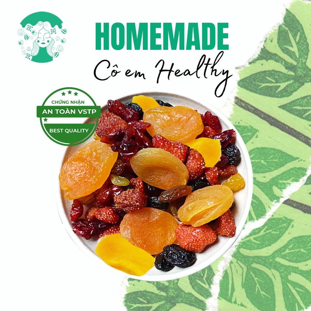 Trái cây sấy dẻo thập cẩm 6 loại HOMEMADE - Hoa quả khô mix không đường healthy (Ăn vặt mẹ bầu, giảm cân, eat clean)