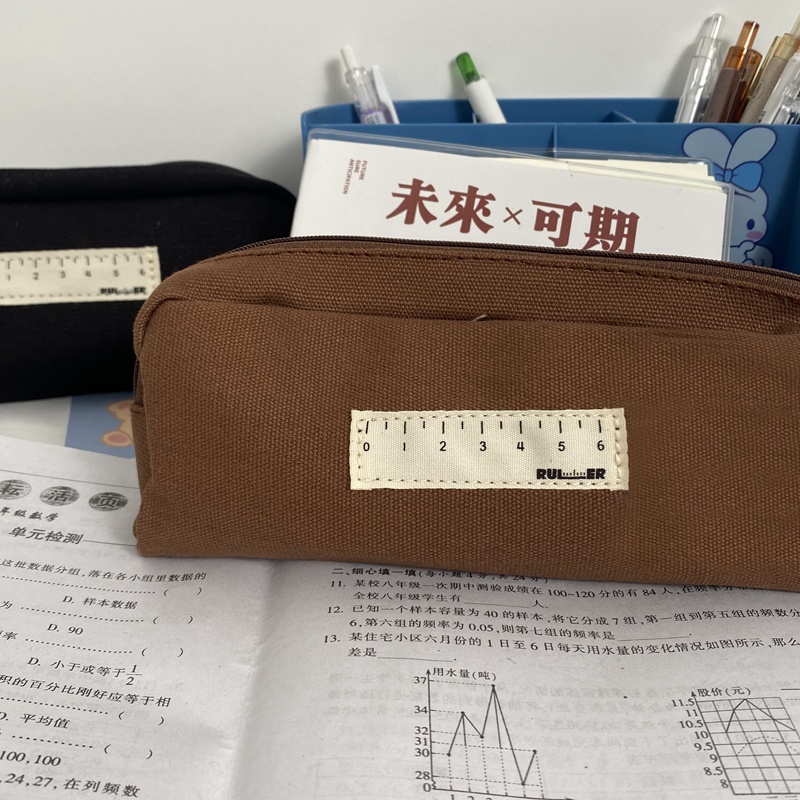 Túi Đựng Bút/Mỹ Phẩm Bằng Vải Bố Dung Tích Lớn Dễ Thương Phong Cách Hàn Quốc
