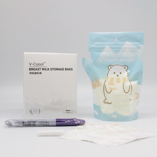 Hộp 30 túi trữ sữa Vcool tiệt trùng sẵn có vòi rót tiện lợi dung tích 180ml