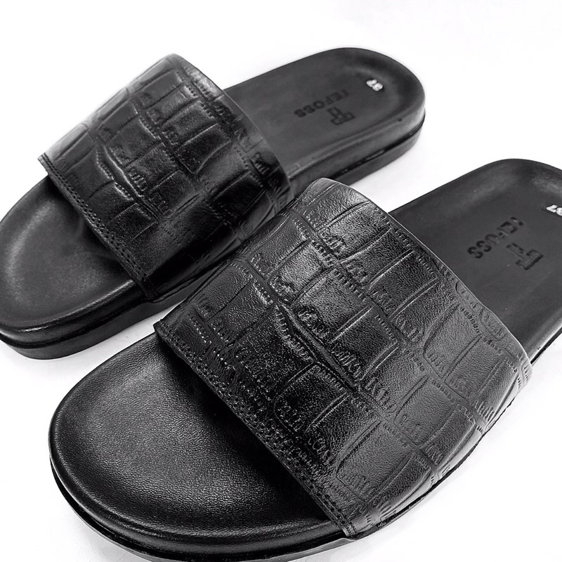 Dép nam da bò thật in vân cá sấu TEFOSS DT07-2 sang trọng, cá tính size 37-44