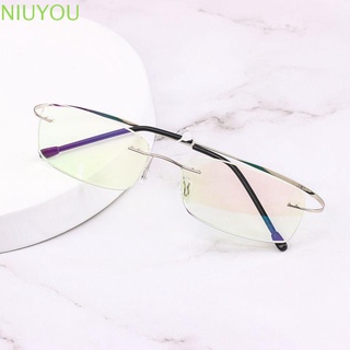 NIUYOU Unisex Reading Glasses Classic Far Sight Eyewear Presbyopia Eyeglasses Frameless Frame Ultralight Metal +1.0~-4.0 Anti Blue-ray/Multicolor