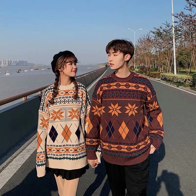 Áo sweater dáng rộng phong cách thu đông Nhật Hàn độc đáo mới