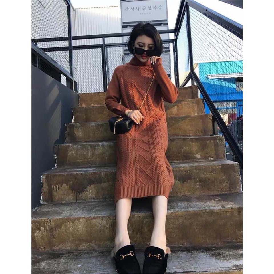 [HÀNG CÓ SẴN] Váy Len Nữ Dáng Suông Họa Tiết Thừng Xoắn_Hàng Quảng Châu Nặng Trịch_Xuống Phố Là Xinh | BigBuy360 - bigbuy360.vn