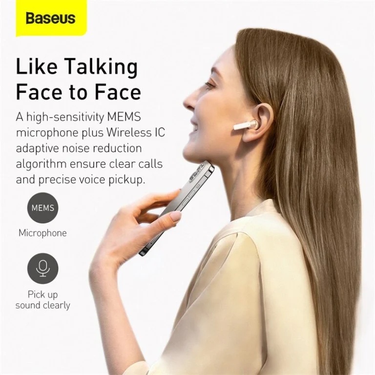 Tai nghe Bluetooth TWS Baseus W2 AirNora W5.0, Pin 4H, chống nước IPX4, ENC Call Noise reduction - Nhất Tín Computer