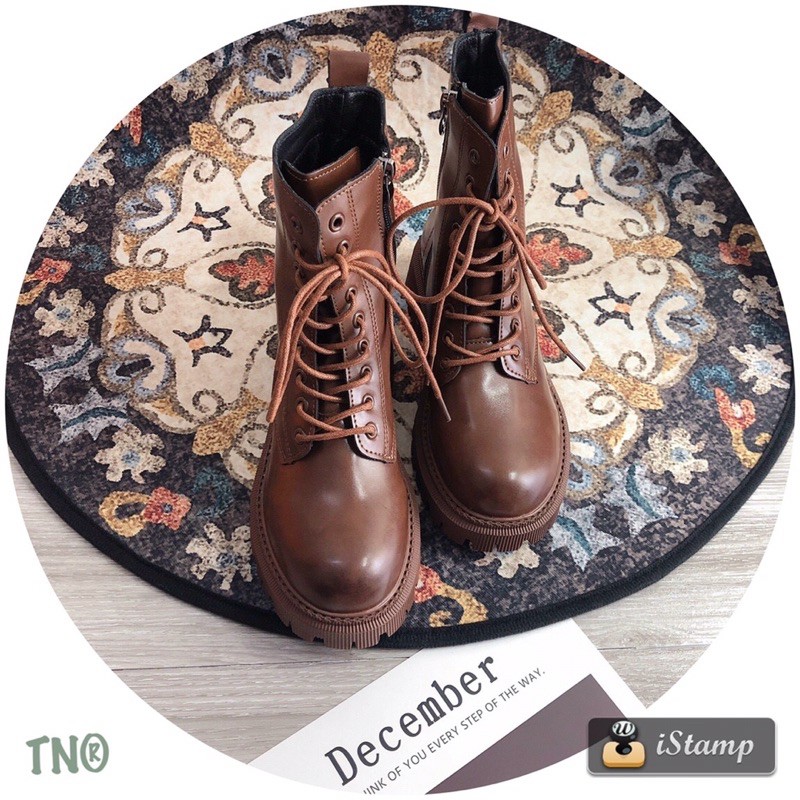 Boot dây buộc da bò khoá cạnh fullbox