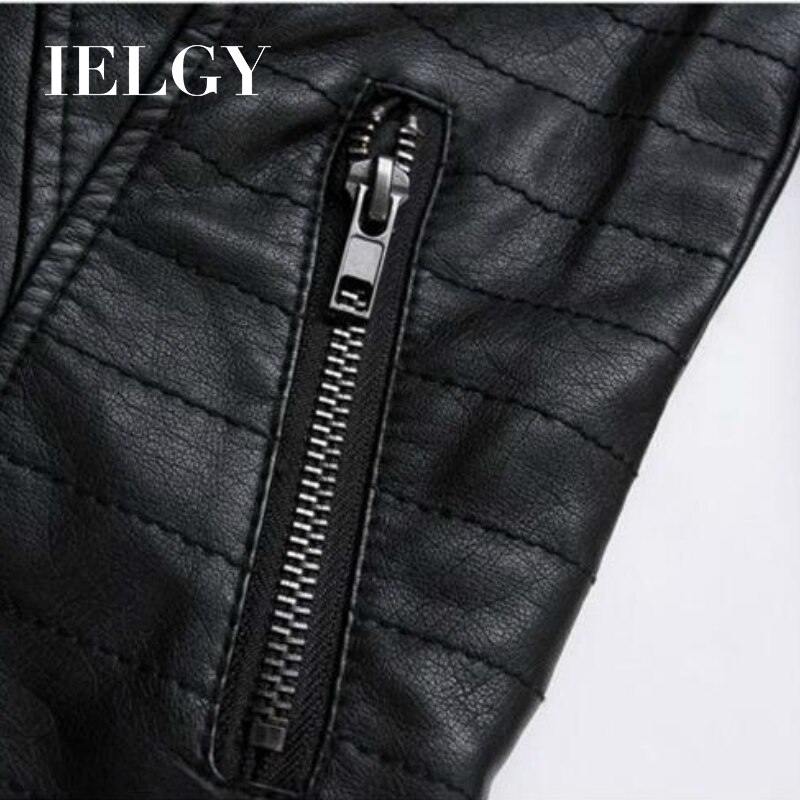 IELGY Áo Khoác Da Pu Ngắn Dáng Ôm Màu Trơn Kiểu Hàn Quốc Xinh Xắn Cho Bạn Gái