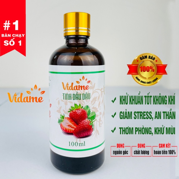 [TRỢ GIÁ] 100ML Tinh Dầu Dâu Tây VIDAME - Hàng Công Ty Nhập Khẩu Ấn, hương dâu thơm ngọt, dễ chịu, thư giãn, khử mùi