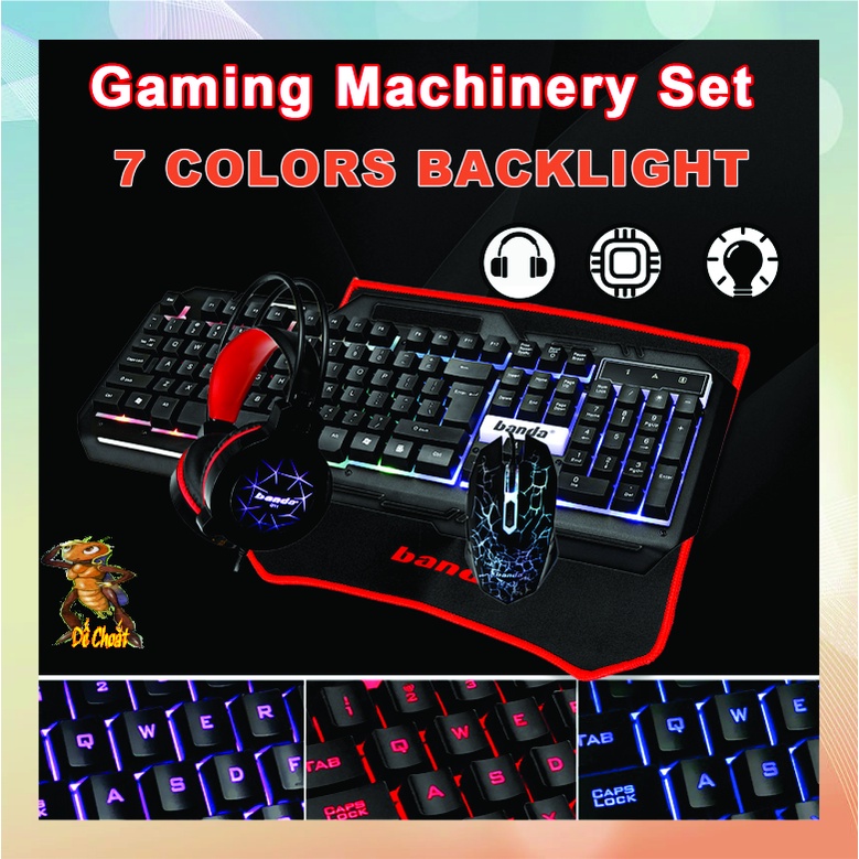 Combo 4in1 6D G11  gaming thể thao có dây usb, led 7 màu rgb.