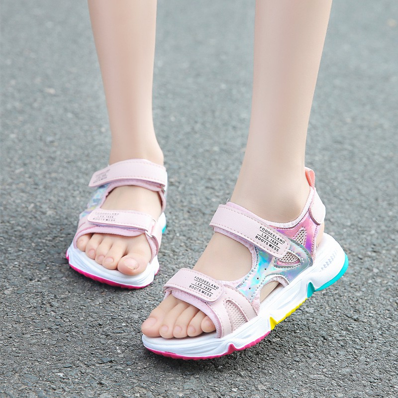 [Rẻ nhất shopee]Dép sandal bé gái êm chân đi học , đi chơi xinh xắn 4 - 14 tuổi, phong cách Hàn Qu