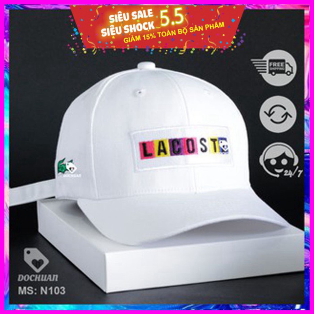 Nón Mũ Lưỡi Trai Cá Sấu  nam nữ DOCHUAN freesize, full hộp, Nón Kết thêu Logo, Trắng, Đen,Xanh,