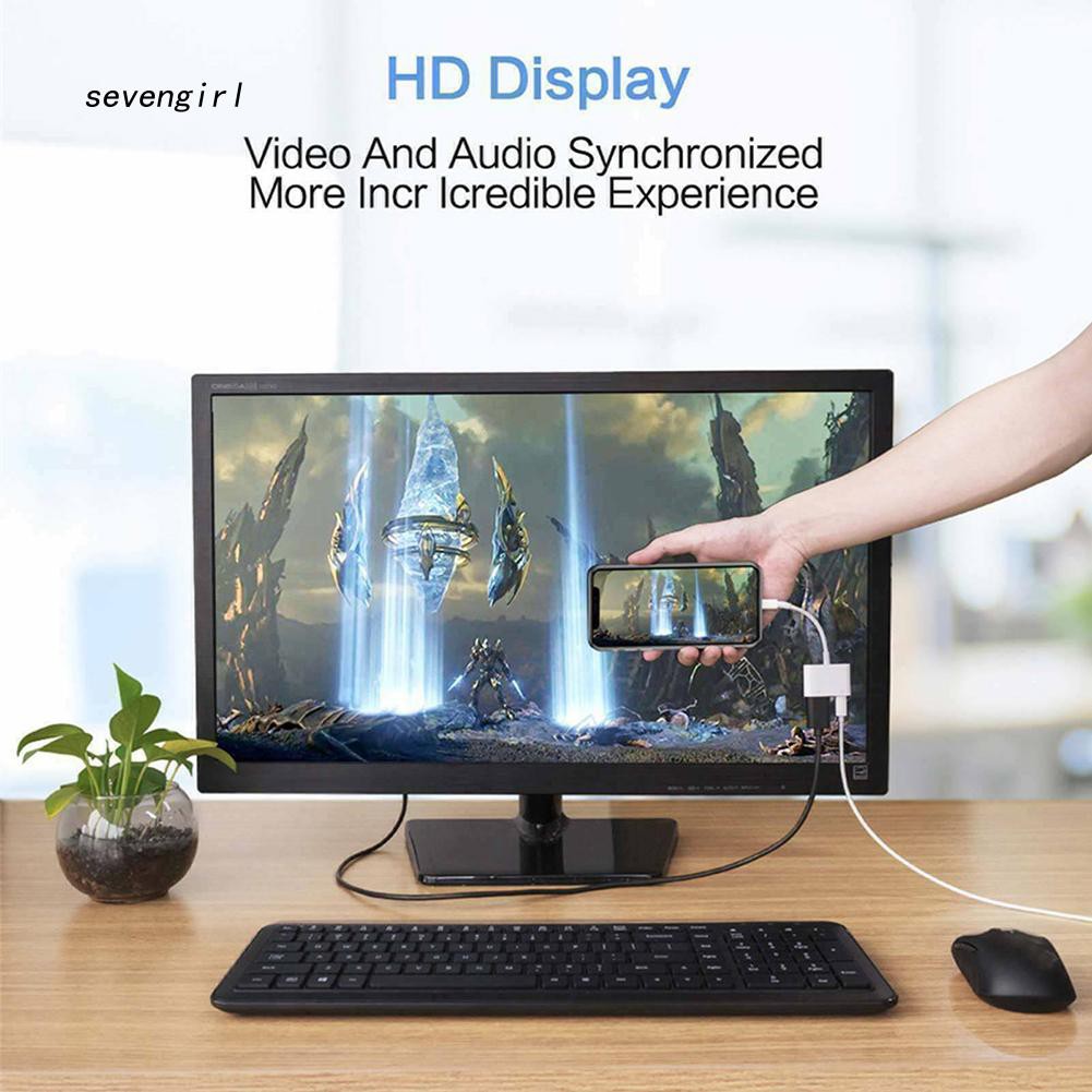 Cáp chuyển đổi HD 1080P 8Pin sang HDMI TV kĩ thuật số cho iPhone X/8/7/8P/7P iPad