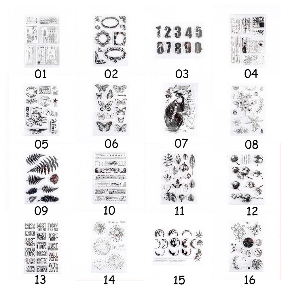 Con Dấu Silicon Mềm Trong Suốt Họa Tiết Hoa Lá Kiểu Vintage Trang Trí Sổ Tay/Nhật Ký DIY