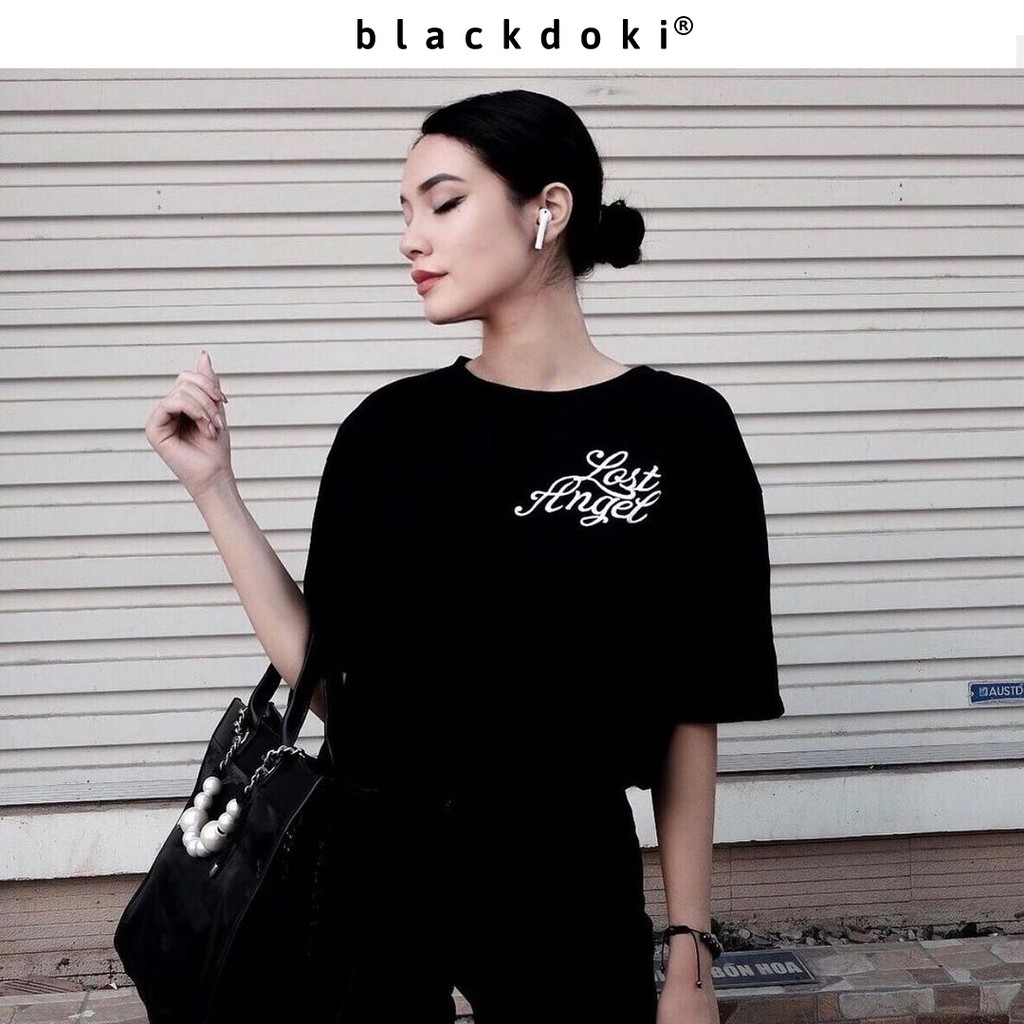 Áo thun nữ BLACKDOKI-Lost Angels , áo phông unisex basic form rộng tay lỡ cá tính M177