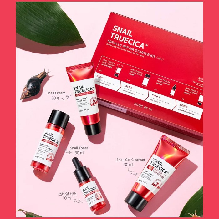 [Set 4 Items] Bộ Kit dưỡng phục hồi da, cải thiện sẹo lõm Some By Mi Snail Truecica Miracle Repair Starter Kit